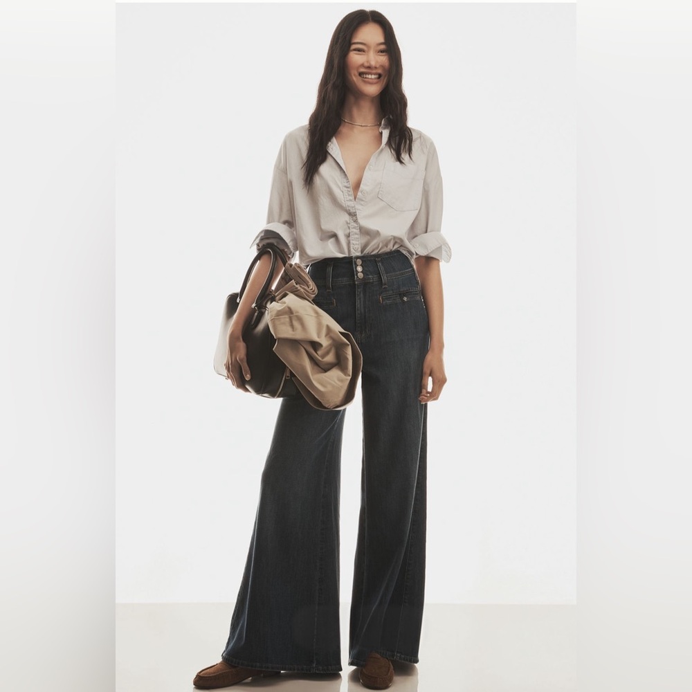 Anthropologie High-Rise Wide-Leg Women’s Jeans in Dark Indigo Pilcro Denim